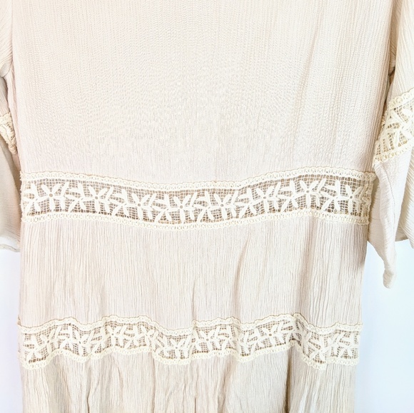 TEA N CUP Cream Boho Crochet Inset Tunic Dress - Picture 6 of 7